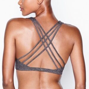 Strappy Back Light Impact Sports Bra size large purple marl